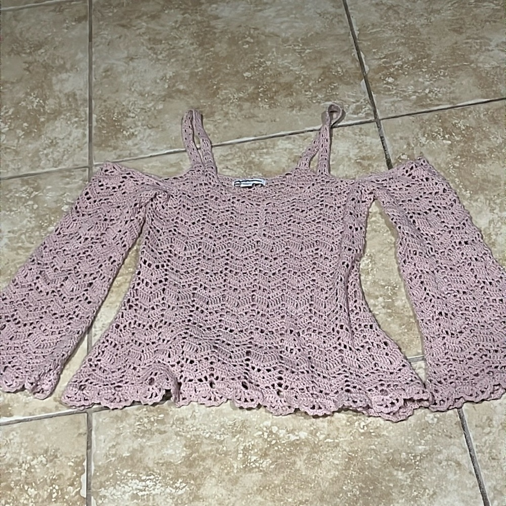 American Eagle Sweater woman’s sz S mauve knit crochet NEW